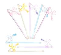 HOMOCONO Set di 8 Penne per Firma Fiocco e Paillettes Nere, in Plastica e Ferro, Scrittura Fluida e Protezione della Punta, per Diari e Libri da Colorare Colore Casuale