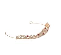 HOMOCONO Tiara a Corona Dettagli in Strass Oro e Rosso, Fascia Comoda per Chioma da Donna, Accessorio per Sfilate e Feste di Compleanno, Adatta a Cerimonie e Matrimoni