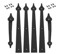 Homode Maniglie decorative per porta del garage, kit di ferramenta, montaggio a vite, in metallo, nero, stile lancia (4 cerniere + 2 maniglie)