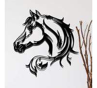 Homorro Decorazione da Parete in Metallo Cavallo Decorazioni Casa Oggetti Decorativi per Camera da Letto Pareti Bagno Muro Salotto Soggiorno Home Decor Moderna Murali Wall Art Regali Nero Cavalli