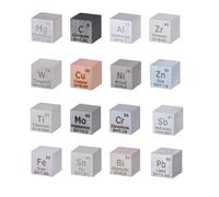 HOMOSTARRY 16pcs Set Cubo Elemento 0.39 "Densità Metal Cube Set 10mm Fino a 99.99% Purezza, Tungsten Cube, Bismuth e 18 Più per gli studenti Teacher Science Lover Collection & DIY (16)