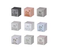HOMOSTARRY 9pcs Set Cubo Elemento 0.39 "Densità Metal Cube Set 10mm Fino a 99.99% Purezza, Tungsten Cube, Bismuth e 18 Più per gli studenti Teacher Science Lover Collection & DIY (9)