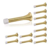 HOMOTEK 12 fermaporta a molla con paraurti in gomma, 8,9 cm, molla flessibile, robusto fermaporta da parete a montaggio basso, per la casa (ottone chiaro)