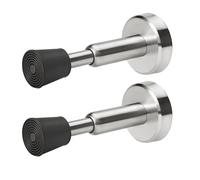 Homotek Confezione da 2 fermaporta a molla, in acciaio inox idraulico, con punta in gomma, altezza 10,2 cm, nichel satinato spazzolato