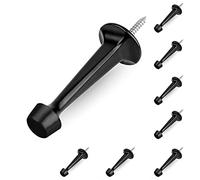 HOMOTEK - Fermaporta rigido resistente con punta in gomma morbida, in zinco pressofuso, per proteggere la parete e la porta, colore: nero