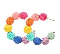 Homoyoyo 1 Paio Di Orecchini Boho Pendenti Con Nappa In Rattan Orecchini A Goccia Con Palline Orecchini Da Spiaggia In Rafia Gioielli Etnici Per Le Orecchie Da Donna Orecchini Estivi