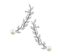 Homoyoyo 1 Paio orecchini a foglia di salice orecchini a forma di foglia Orecchini a foglie foglia dell'orecchio scalatore dell'orecchio per le donne borchia polsino crawler Zircone Argento