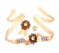 Homoyoyo 1 Set Cintura di fiori elegant mujer adorn fotografia gonna vite party chaga cintura nuziale mammina madri ragazzo papà per essere corpetto papà per essere spillo raso Coffee