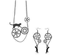 Homoyoyo 1 Set Collana Di Orecchini a Gatto Nero Gioielli Da Donna Eleganti Orecchini L'orecchio Penzola
