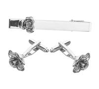 Homoyoyo 1 Set Cravatta Per Gli Uomini Nozze Seta Testimoni Dello Sposo Fermacravatta Classico Coperture Polsini Da Accessori Rosa Elegante Per Uomo Collegamenti Del Cuffio Ottone Argento