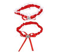 Homoyoyo 1 Set Reggicalze in Pizzo con Anelli per Le Gambe Giarrettiera per Le Gambe Matrimonio per la Sposa Nozze Cintura Elastica per Le Gambe giardicne per Gambe da Sposa Nuziale Rosso