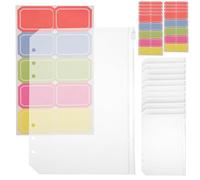 Homoyoyo 12 pezzi Buste per Raccoglitori con Chiusura a Cerniera e Etichette Adesive Tasche Trasparenti Organizer Documenti Senza Forare per Casa Ufficio e Viaggio