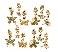 Homoyoyo 12 Pezzi Charms Retro Metallo per Dreadlock con Farfalle Accessori per per Donne Clip per Acconciature e Stile Facile e Veloce