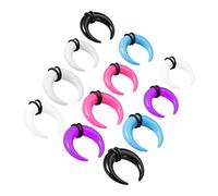 Homoyoyo 12 Pezzi gioielli del setto orecchie per calibri corredo dell'orecchio nasale nero Kit di allungamento del naso elastici auricolari gioielli da piercing Acrilico