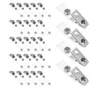 Homoyoyo 120 Pezzi Clip Badge Metallo con Doppio Foro e Cinturino PVC Trasparente Portabadge Verticale Resistente per Carte Id Studenti e Lavoro Fermacarte Sicuro per Ufficio e Scuola