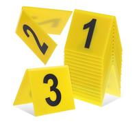 Homoyoyo 15 pezzi Segnaposto Tavolo Numerati in Acrilico Giallo Cartoncini Riutilizzabili per Ristoranti Feste Matrimoni Decorazioni Scena Crimine e Giochi Detective