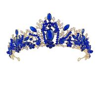 Homoyoyo 1pezzi Corona di Cristallo per Sposa Elegante Tiara Nuziale Decorata Cristalli Accessorio per Capelli da Matrimonio per Donna e Damigella Diamante Blu