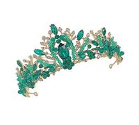 Homoyoyo 1pezzi Corona Di Cristallo Sposa Elegante Tiara Nuziale Decorata Cristalli Accessorio Per Capelli Per Donna Damigella Matrimonio Diamante Verde