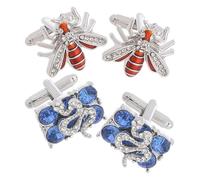 Homoyoyo 2 Paia Cufflinks Uomo, Fermagli da Polso a Forma di Ape e Serpente, con Cristalli e Lega di Zinco, Classici e Contemporanei, per Camicie da Uomo, Uso Quotidiano e Occasioni