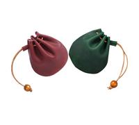 Homoyoyo 2 Pezzi Borsa di stoccaggio in pelle retrò borse Portatile sacchi stringa modifica portamonete in peluche Rinascimento del superiore di pelle bovina