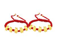Homoyoyo 2 Pezzi Braccialetto Con Filo Ciondoli Da Donna Bracciale Ovale Sottile Perline Zodiaco L'Anno Del Coniglio Bracciale Gioielli Da Polso Bracciale Regolabile Bracciale