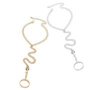 Homoyoyo 2 Pezzi Bracciali Ad Anello Braccialetti Per Le Donne Anello Braccialetto Catena a Mano Serpente Anelli Catene a Mano Polsini Delle Dita Braccialetto a Catena Anello Di Mano Lega