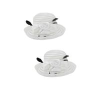 Homoyoyo 2 Pezzi Cappello a vetta cappello per la spiaggia accessori per tea party da donna cappelli da sposa per le donne cappelli per le donne Women Sun Hat Testa di festa bianca