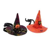 Homoyoyo 2 Pezzi Cerchietto Cappello Strega per Cani e Gatti Halloween Nero e Arancione, Accessorio Resistente per Feste e Fotografie a Tema Halloween