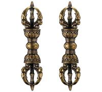 Homoyoyo 2 pezzi di accessori per buddismo in ottone Vajra Dorje Phurba unico pestello ornamento dharma Feng Shui amuleto fatto a mano per casa ufficio decorazione da tavolo