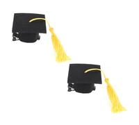Homoyoyo 2 Pezzi Fermagli per Mini Cappello Dottore Decorazioni per Laurea con Frange Gialle Accessori Festivi per Cerimonie Laurea e Feste Tema