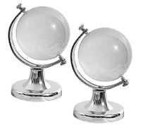 Homoyoyo 2 Pezzi Mappamondo Rotante in Cristallo Trasparente Supporto, Globo da Scrivania Decorativo per Ufficio e Casa, Ornamento Creativo per Soggiorno e Camera