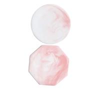 Homoyoyo 2 pezzi Piastra Ceramica per Ceralacca con Design Marmorizzato per Ceralacca e Decorazioni Colore Rosa Rotonda e Ottagonale