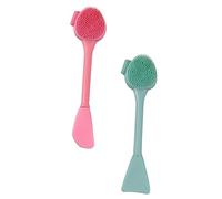 Homoyoyo 2 pezzi Spazzola Silicone Doppia per Pulizia e Maschera con Morbida in Silica Gel e Portatile per Struccante e Pori Rosa