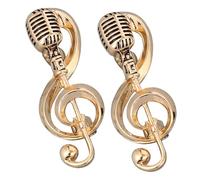 Homoyoyo 2 Pezzi spilla musicale Spille spilla per microfono Accessori decorativo moda Pin di smalto musica di spilla perni musicali spilla per strumento musicale lega Golden