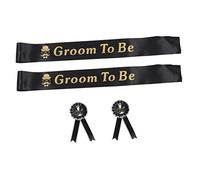 Homoyoyo 2 Set Spalla spalla e seni nozze genere sposo ricamare addio nubilato cintura di galateo fascia decorativa di fidanzamento fusciacche da uomo fascia di fidanzamento Stoffa Nero