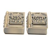 Homoyoyo 2pcs Baby Dente Scatole e Dente Titolare Metallo Dente Fata Box per Bambini Ricordo Denti di Conservazione Il Mio Primo Ricciolo e Dente Box Set Oro