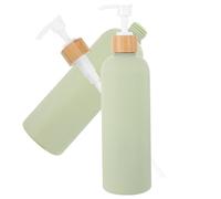 Homoyoyo 2pezzi Dispenser Per Shampoo e Balsamo Erogatori Pompa Per Contenitori Vuoti Contenitori in Plastica e Bambù Resistenti Danni Adatti Per Bagnoschiuma Lozione e Altri Liquidi Riutil