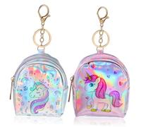 Homoyoyo 2pezzi Mini Portamonete Con Cerniera e Keychain Borsetta Colorata Pu Per Donne e Ragazze Con Design Carino Di Piccole Creature Magiche