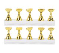 Homoyoyo 2sets Esposto Per Unghie Finte Base in Acrilico e Supporto in Cristallo Galvanizzato Design a Scacchiera Per Nail Art Include Supporti Per Unghie