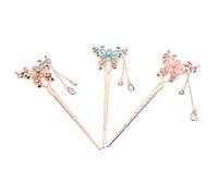 Homoyoyo 3 pezzi Bacchette per con e Nappa Fermagli Antichi per Chignon e Acconciature Hanfu Cosplay Accessori Decorativi per Lunghi e Spessi Colori