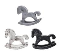 Homoyoyo 3 pezzi di piccolo cavallo giocattolo in legno - Statua di cavallo a dondolo in legno, sedia a dondolo, ornamento da scrivania - Statua artigianale, regalo di inaugurazione della casa
