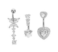 Homoyoyo 3 Pezzi NAVOLE NAVEL ONCO DI TITANIO ombelico che piega il Anello per pancia con bilanciere curvo barra dell'ombelico Piercing del bilanciere della pancia rame bianca