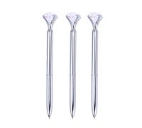 Homoyoyo 3 Pezzi Penna a Sfera con Diamante Grande in Metallo Argento, Resistente e Scrittura Fluida per Ufficio e Lavoro, Design Elegante a Forma di Diamante
