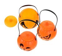 Homoyoyo 3 Pezzi Secchiello Porta Caramelle di Halloween a Forma di Zucca in Plastica con Coperchio, Portatile e Design Unico per Feste e Attività All'aperto