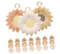 Homoyoyo 30pezzi Ciondoli Portachiavi Girasole in Lega Resistenti Per Fai Da Te Bracciali Orecchini Pendenti Regalo Completo Bianco Arancione Giallo