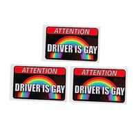 Homoyoyo 3pezzi Adesivi Auto Creativi e Riflettenti Da Attenzione Conducente è Gay Decalcomanie Decorative Per Veicoli Sicuri e Resistenti