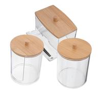 Homoyoyo 3pezzi Contenitori Con Coperchi Per Conservazione Cotton Fioc Dispenser Per Bagno Con Design Trasparente Scatole Organizer Quadrata Per Cotton Fioc e