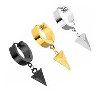 Homoyoyo 3pezzi Triangle Metal Earrings Punk Style Dangle Design for Hip-hop Lovers and Steel Colors Accessories for Couples