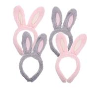 Homoyoyo 4 pezzi Cerchietti con Orecchie Coniglio Grigio e Rosa Fasce per per Ragazze Anni Accessori Cosplay per Feste e Costumi Easter