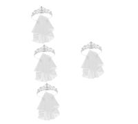 Homoyoyo 4 Set Set di velo da sposa per la sposa principessa ragazze della comunione corone di compleanno per le donne accessori di compleanno per le donne lega